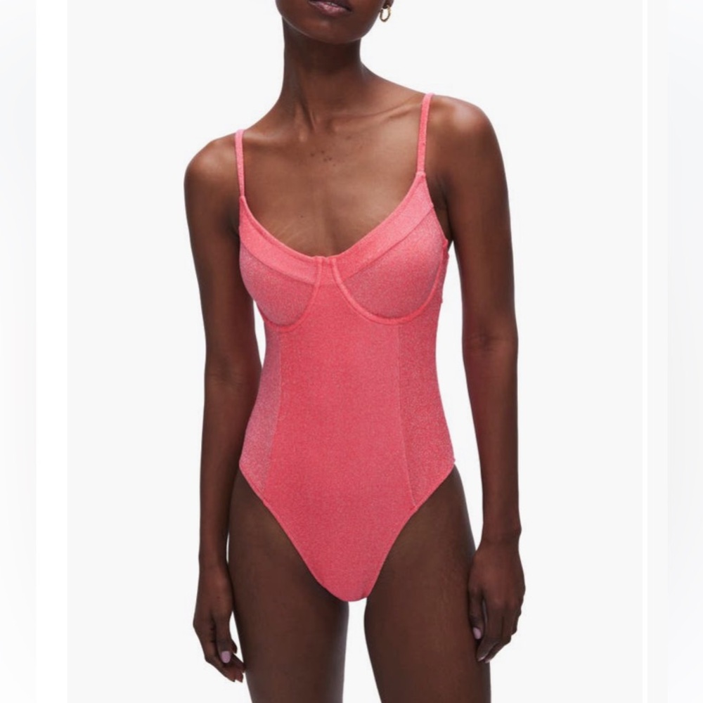 Good American Sparkle Show Off Underwire One-Piece Swimsuit 1 (fits like 2-4 US) - Picture 3 of 14